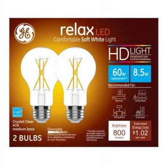 G E Lighting 272398 60W Equivalent A19 LED Light Bulb, Soft White - 2700K - Pack of 4