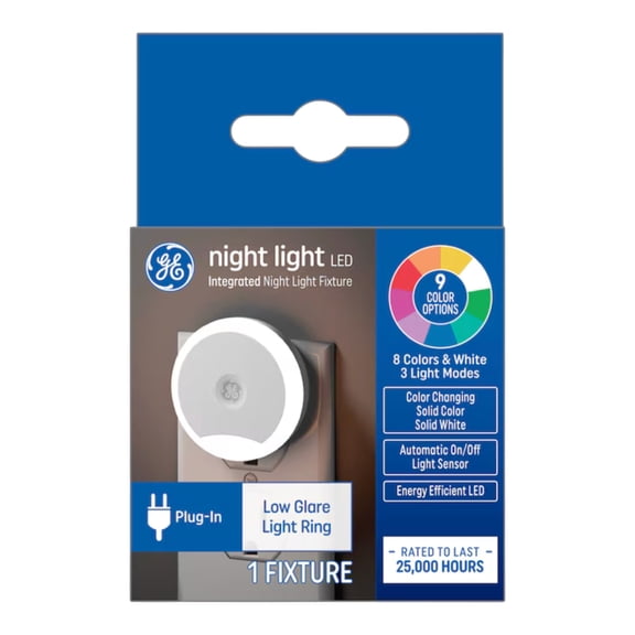 GE LED Integrated Plug-In Low Glare Light Ring Night Light Fixture 1 Each