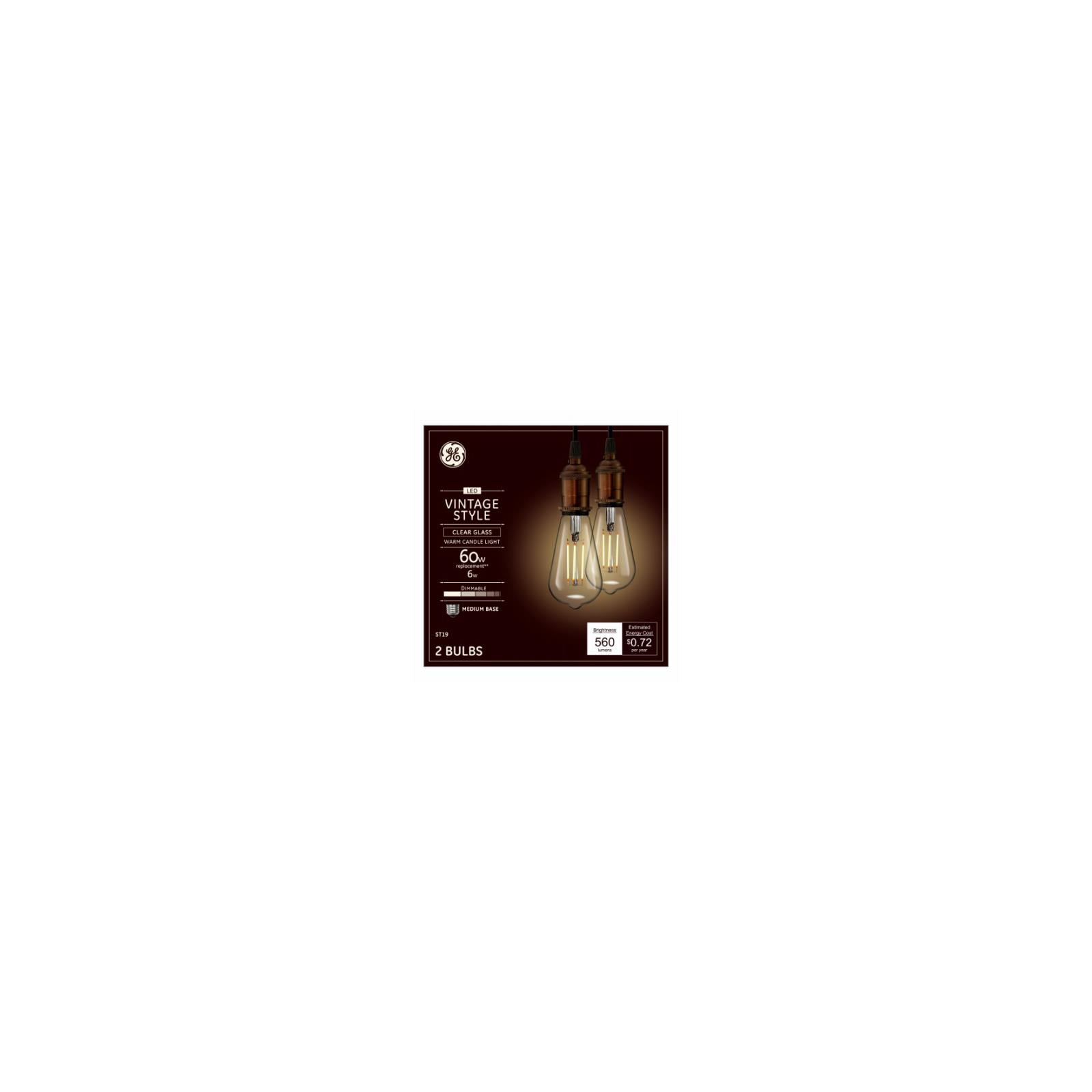 GE 93129871 LED Vintage Light Bulb, ST19 Medium Base, Warm White 