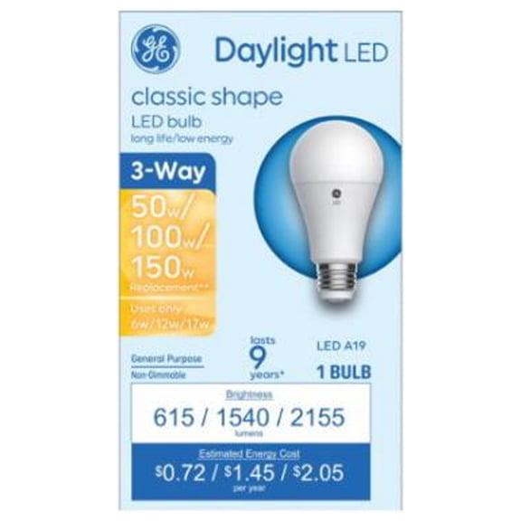 GE LED DL 50/100/150W 3WAY A19