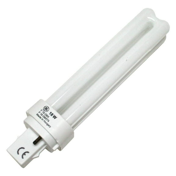 GE 97577 - F18DBXT4/SPX27 - 18 Watt Quad-Tube Compact Fluorescent Light Bulb, 2 Pin, 2700K
