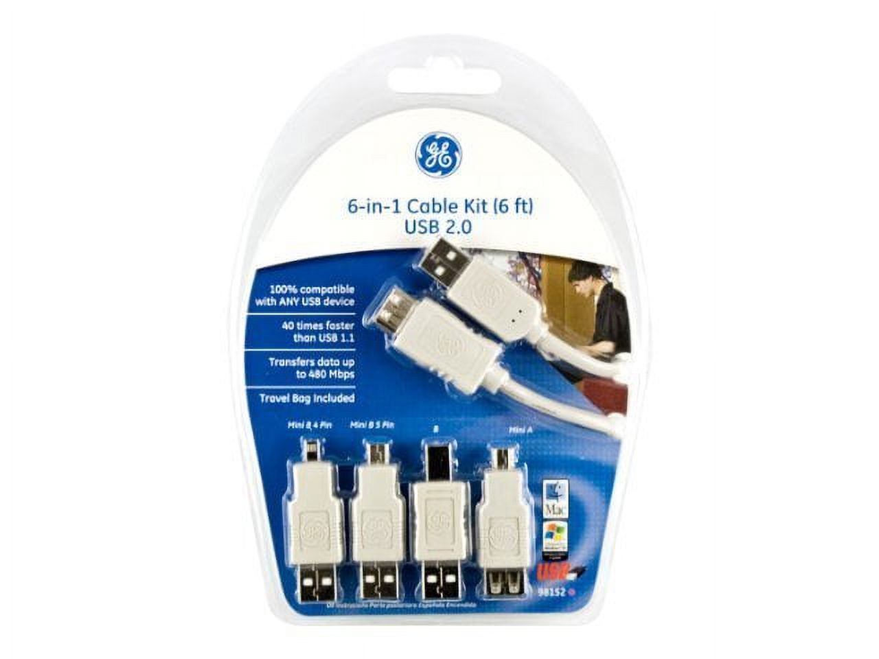 GE 98152 USB 2.0 Cable Kit, 6ft - image 1 of 2