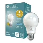 مصباح LED GE A19 LED+ من الغسق إلى الفجر، 60 واط، ضوء النهار، عبوة واحدة