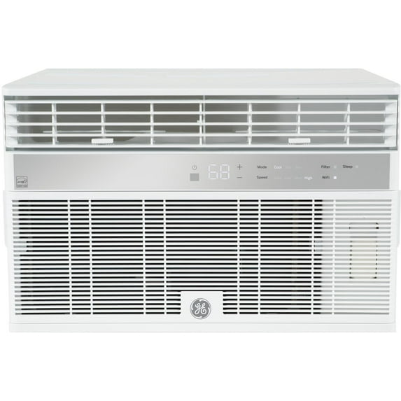 GE AHY12LZ Smart Window Air Conditioner with 12000 BTU Cooling Capacity Wifi Connect 3 Fan Speeds 115 Volts 11.4 CEER and Fixed Chassis in White