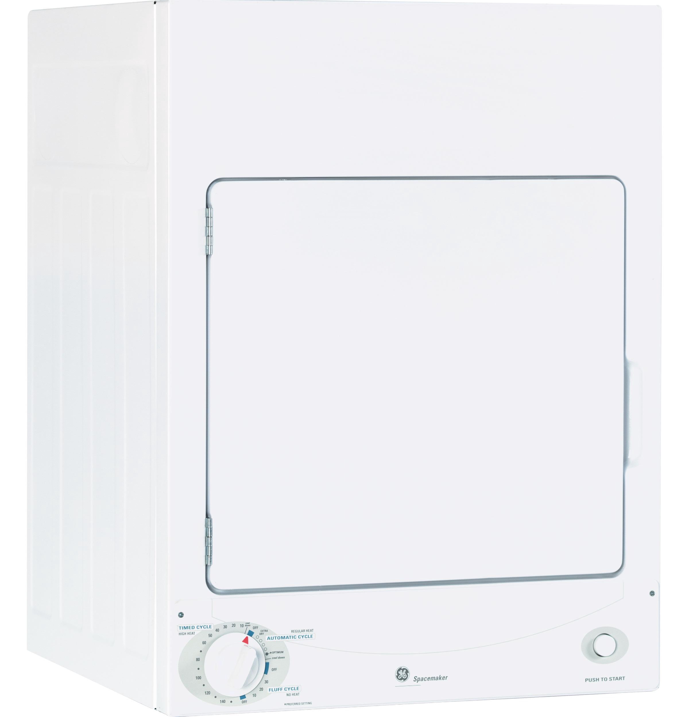 GE DSKS333ECWW 3.6 Cu. Ft. White Spacemaker Stationary Electric Dryer