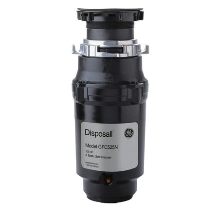GE - 1/2 HP Continuous Feed Garbage Disposer - Black