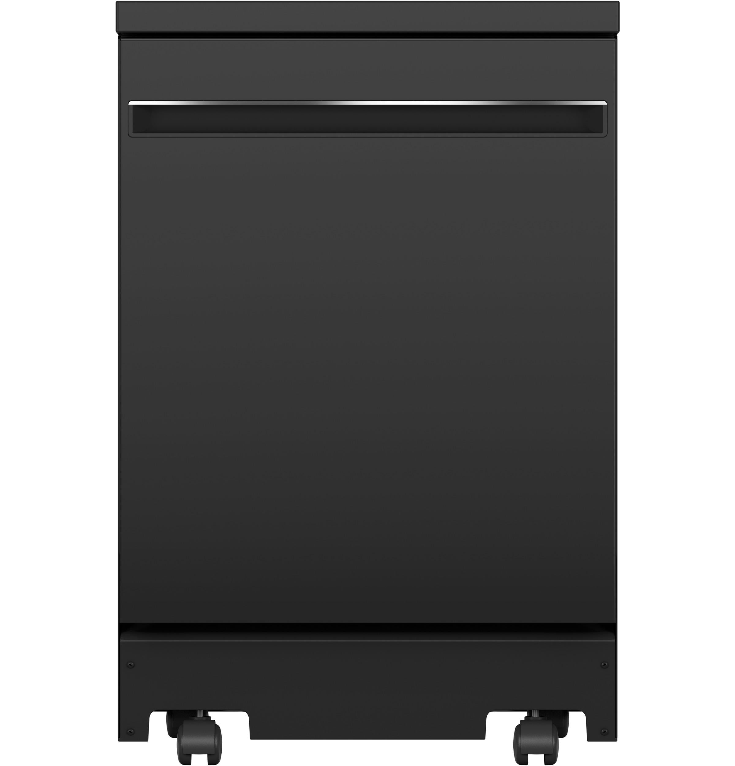 GE GPT225SGLBB 24 inch Energy Star Fully Integrated Portable Dishwasher with 12 Place Settings; Autosense Cycle and Piranha Hard Food Disposer in Black