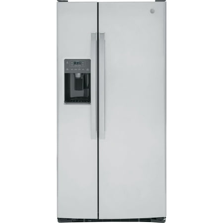 GE - 23.2 Cu. Ft. Side-by-Side Refrigerator with External Ice & Water Dispenser - Stainless steel