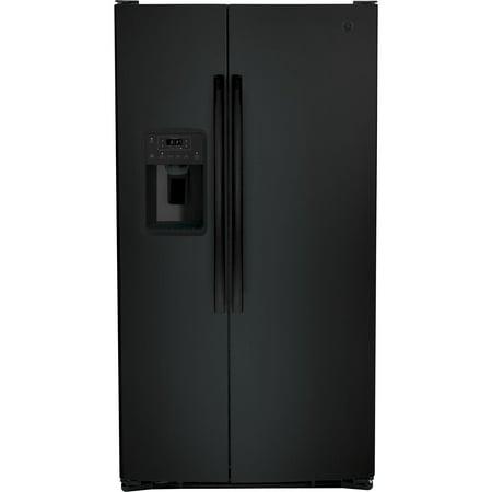 GE - 25.3 Cu. Ft. Side-by-Side Refrigerator with External Ice & Water Dispenser - High gloss black