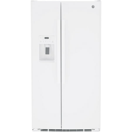 GE - 25.3 Cu. Ft. Side-by-Side Refrigerator with External Ice & Water Dispenser - High gloss white