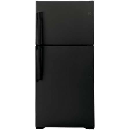 GE - 21.9 Cu. Ft. Garage-Ready Top-Freezer Refrigerator - Black
