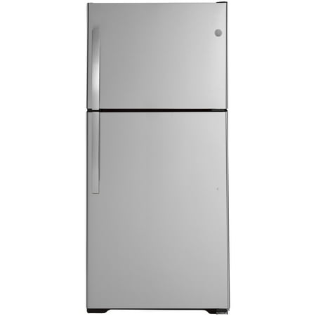 GE - 21.9 Cu. Ft. Garage-Ready Top-Freezer Refrigerator - Stainless Steel