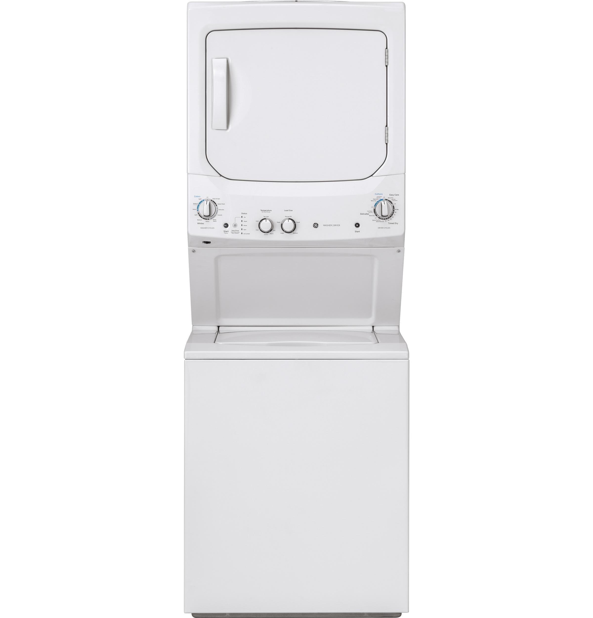 White Freestanding Electric Laundry Center with Stainless Steel Drums