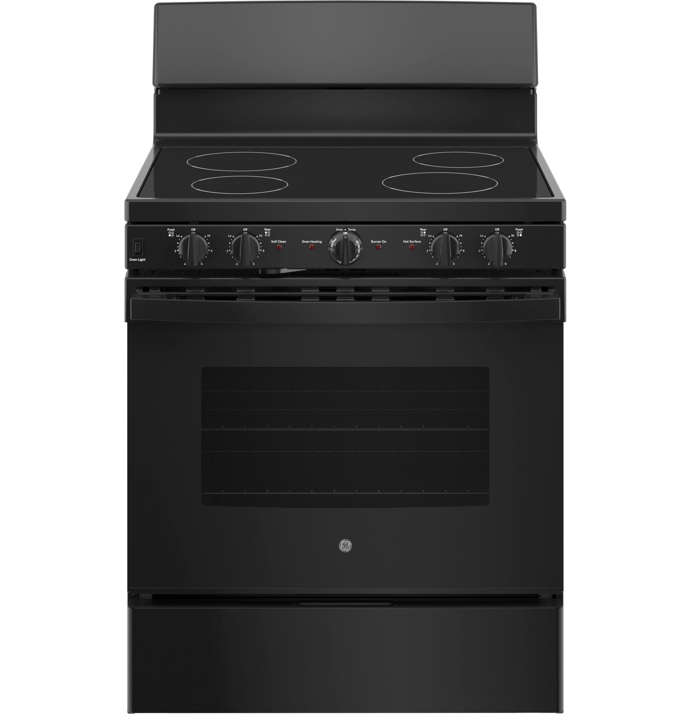 Black 30" Free-Standing Electric Range with Self-Cleaning Oven