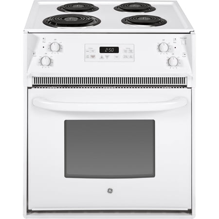 GE - 27 in. Wide 4 Elements 3.0 Cu. Ft. Self-Cleaning Drop-In Electric Range - White