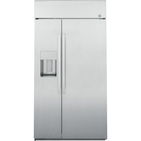 GE Profile - 24.5 Cu. Ft. Side-by-Side Built-In Smart Refrigerator with External Water & Ice Dispenser - Stainless steel