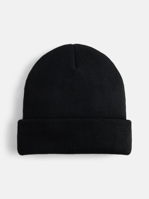 Men's Knit Cuffed Beanie Hat, Black