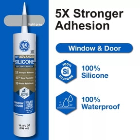 GE Advanced Silicone Window & Door Sealant, Pack of 1, Gray 10.1 fl oz Cartridge