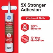 GE Advanced Silicone Kitchen & Bath Sealant, Pack of 1, Clear 10.1 fl oz Cartridge