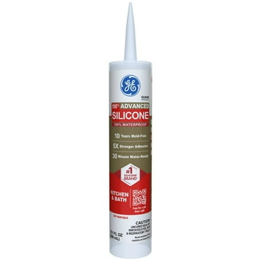 GE Advanced Silicone Kitchen & Bath Sealant, Pack of 1, Clear 10.1 fl oz Cartridge