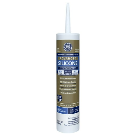 GE Advanced Silicone Window & Door Sealant, 1, Clear 10.1 oz Cartridge