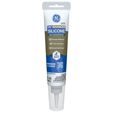 GE Advanced Silicone Window & Door Sealant, Pack of 1, Clear 2.8 fl oz Tube