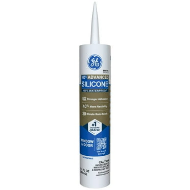 GE Advanced Silicone Window & Door Sealant, Pack of 1, White 10.1 fl oz Cartridge