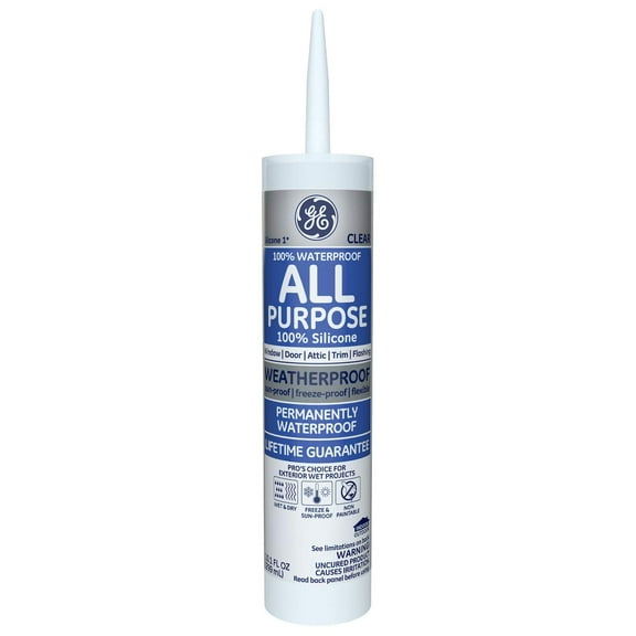 GE All Purpose Silicone 1 Sealant - Clear - 10.1 oz., 12 Pack