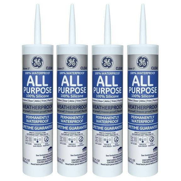 GE All Purpose Silicone 1 Sealant - Clear - 10.1 oz., 4 Pack