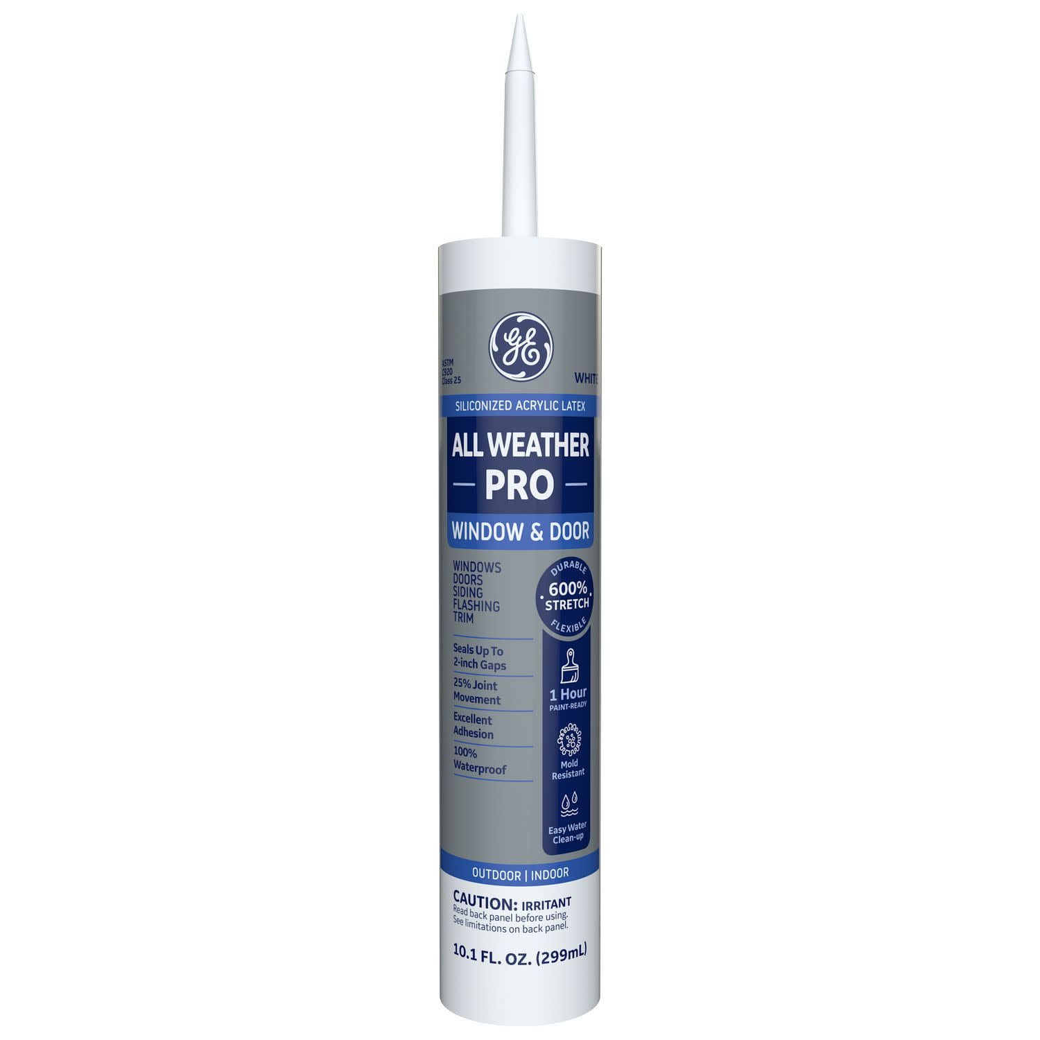 GE All Weather Pro Window & Door Sealant, White 10.1 fl oz Cartridge