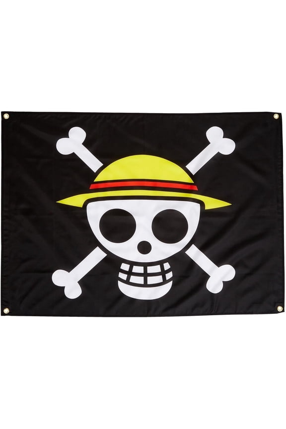 GE-6468 One Piece Luffy's Straw Hat Pirate Flag Multi-colored, 31"