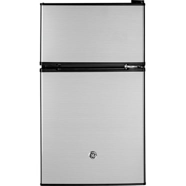 GE Appliances 3.1 Cu. Ft. Freestanding Double Door Compact Refrigerator, Steel