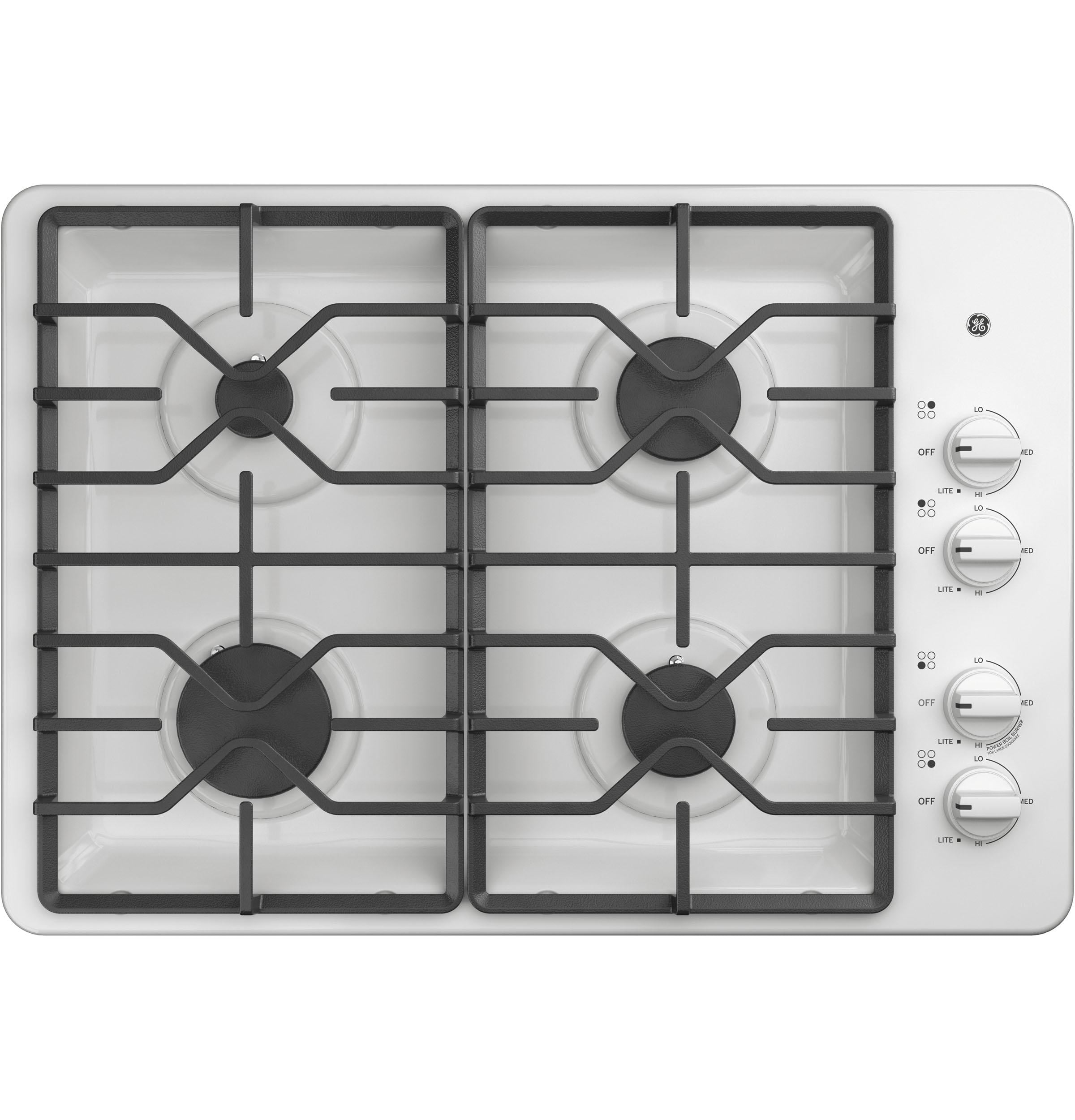 GE® Appliances 30" Built-In Gas Cooktop model JGP3030DLWW white 4 3/4 Hx 30 W x 21 D