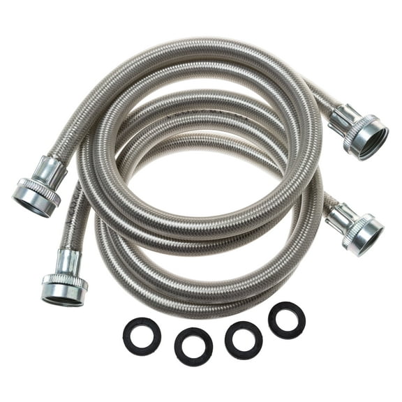 GE Appliances 4 Foot Stainless Steel Water Supply Hoses, 2 Count, PM14X10005