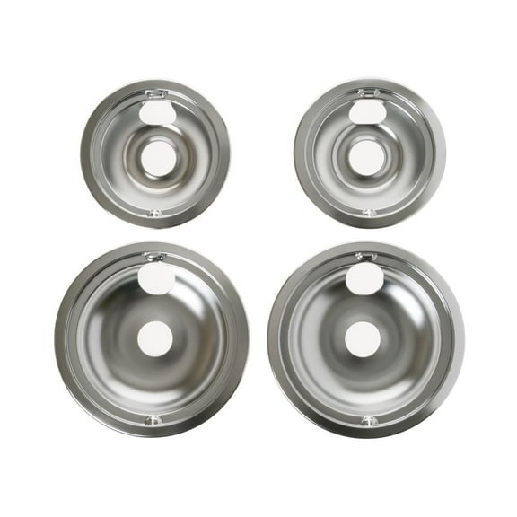 GE Appliances Drip Pans, Chrome, Stainless Steel, for Electric Ranges, 4-Pack