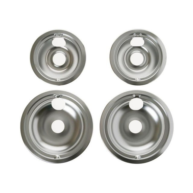 GE Appliances Stovetop Set, Chrome Drip Pans for Electric Ranges, 4