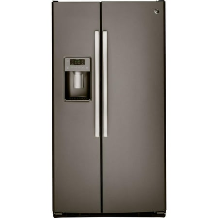 GE - 23.0 Cu. Ft. Side-by-Side Refrigerator with External Ice & Water Dispenser - Fingerprint resistant slate