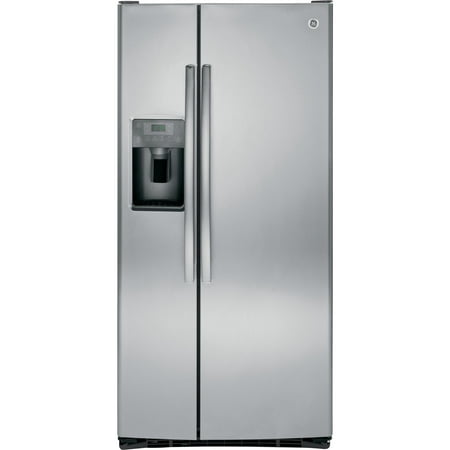 GE - 23.2 Cu. Ft. Side-by-Side Refrigerator with External Ice & Water Dispenser - Stainless steel