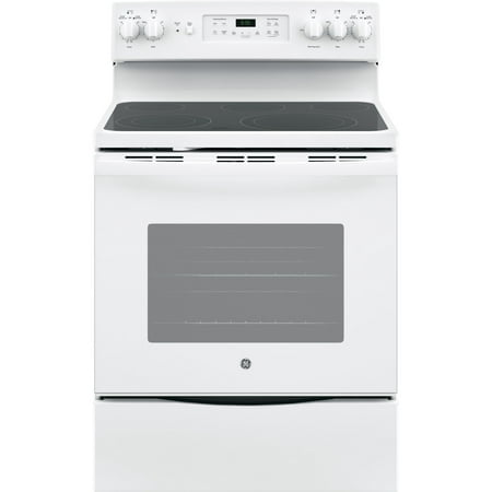 GE - 5.3 Cu. Ft. Freestanding Electric Convection Range with Self-Cleaning and No-Preheat Air Fry - White