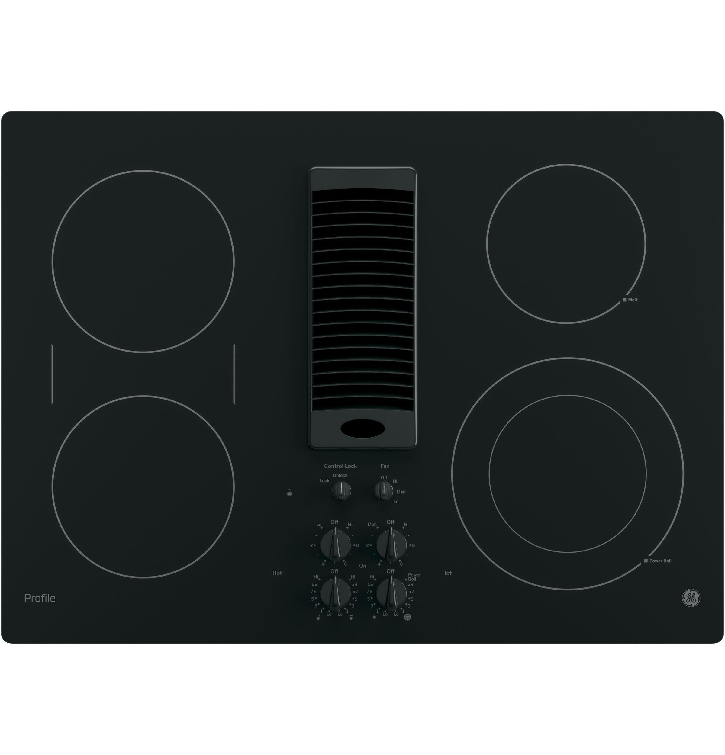 GE Profile PP9830DJBB Profile 30 inch Black Electric Downdraft Cooktop