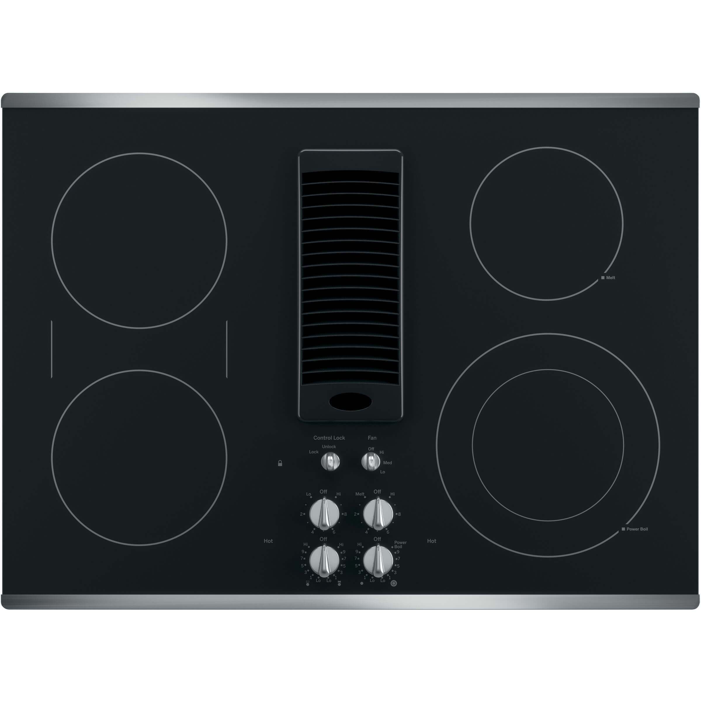 GE 30 Inch Downdraft Smoothtop Electric Cooktop with 4 Radiant Elements