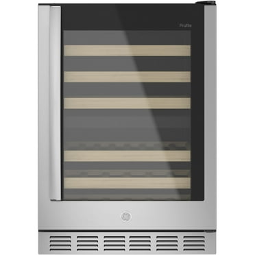 GE Appliances Profile 44 Bottle Beverage Cooler with Sliding Wine Racks, Stainless Steel