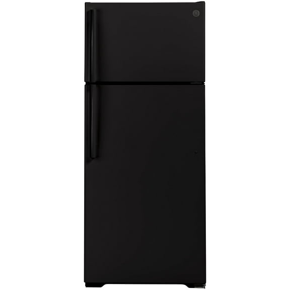 GE Appliances Top Freezer Double Door Refrigerator, Black