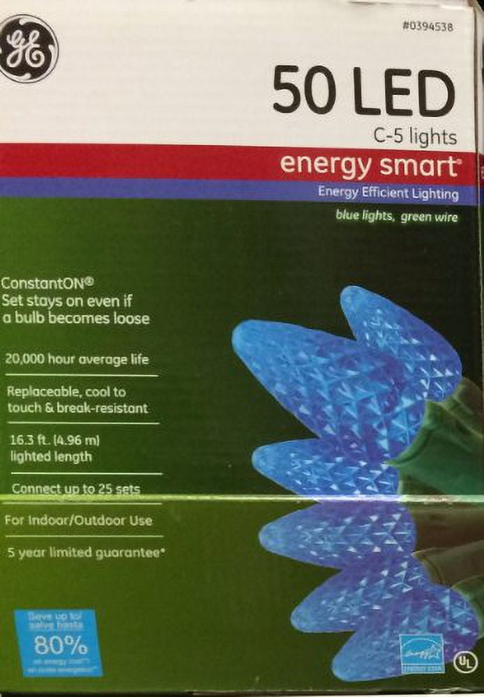 GE Assorted 50Count LED C5 Blue 394538 Christmas String Lights ENERGY