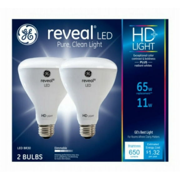 GE BR30 Smart Floodlight, 11W White LED, 2-Pack