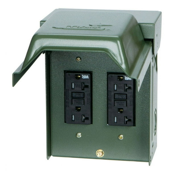 GE Backyard 20A Green Residential Grade 520R GFCI Outlet with 2