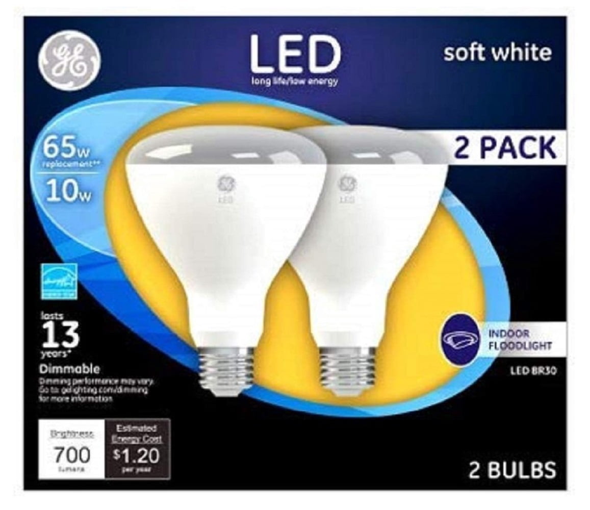 Basic Light Bulb GE Basic Led Dimmable Indoor Flood Light Bulbs, Br30, 8 W, Soft White ...