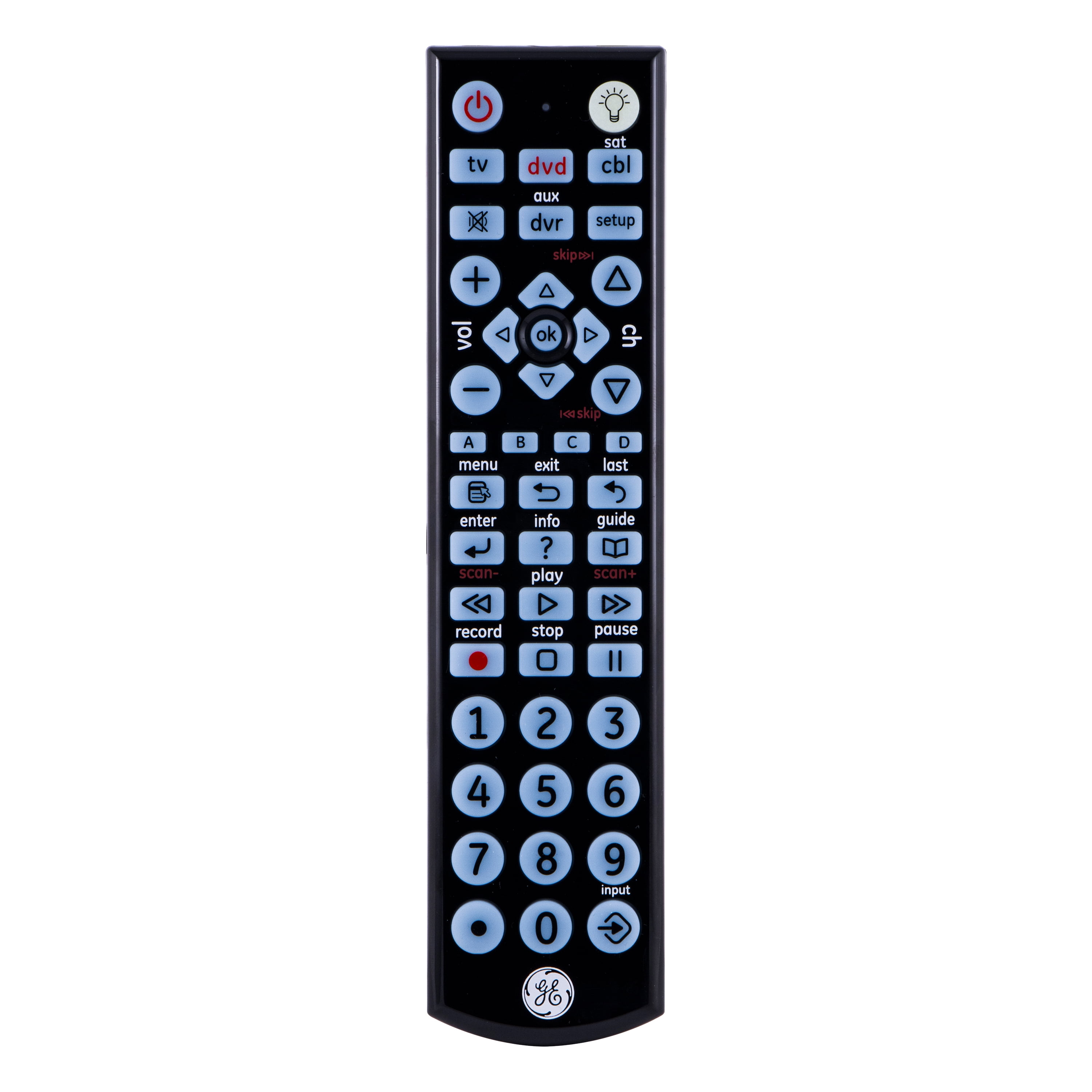 GE Big Button Backlit Universal Remote, Black, 34455