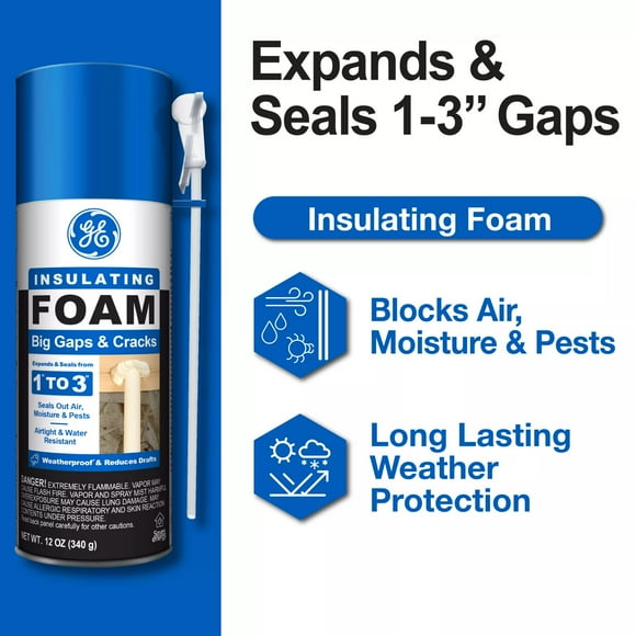 GE Big Gaps & Cracks Insulating Foam, Pack of 1, Yellow 12 oz Can
