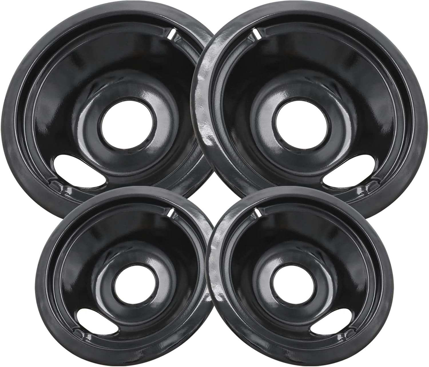 Black Stove Drip Pans, 10% Energy Save by Enamel Spraying Prevent Bending and Rust - Include 2 6'' Burner Drip Pans and 2 8'' Drip Bowl